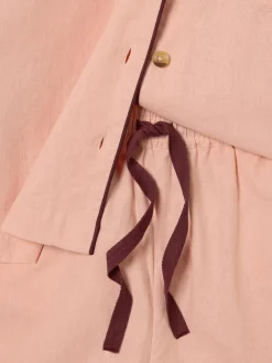 Rose Linen Blend Pajama Short Set
