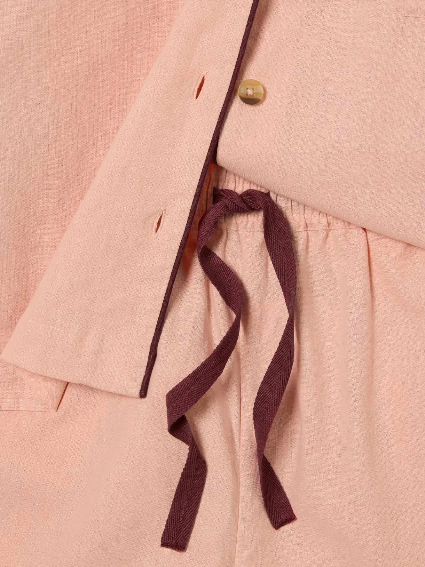 Rose Linen Blend Pajama Short Set