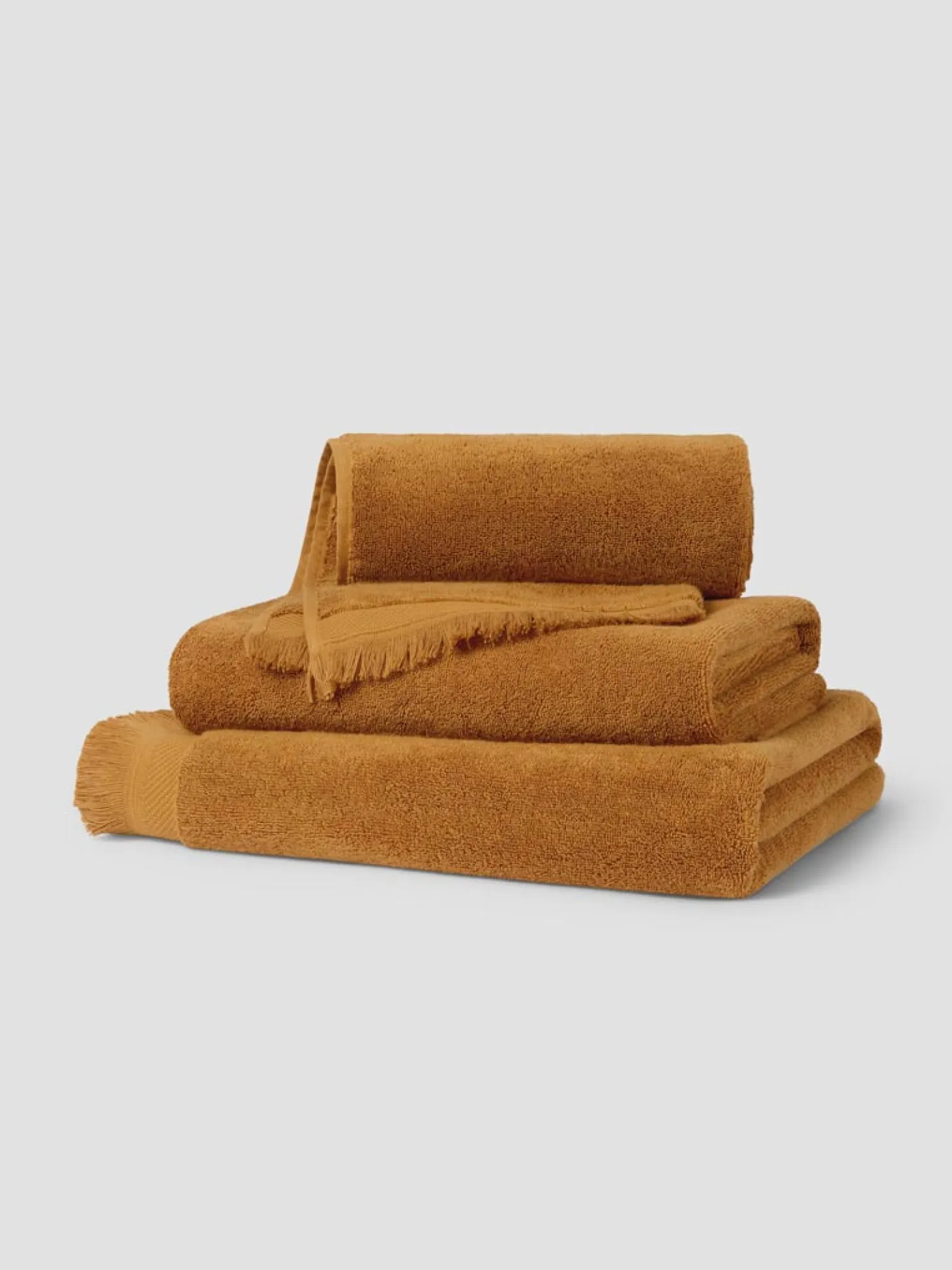 Russet Yellow Fringe Edge Cotton Towels