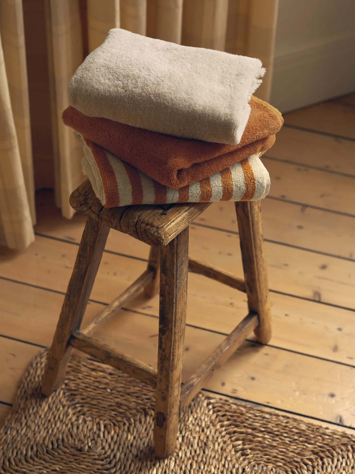 Russet Yellow Fringe Edge Cotton Towels