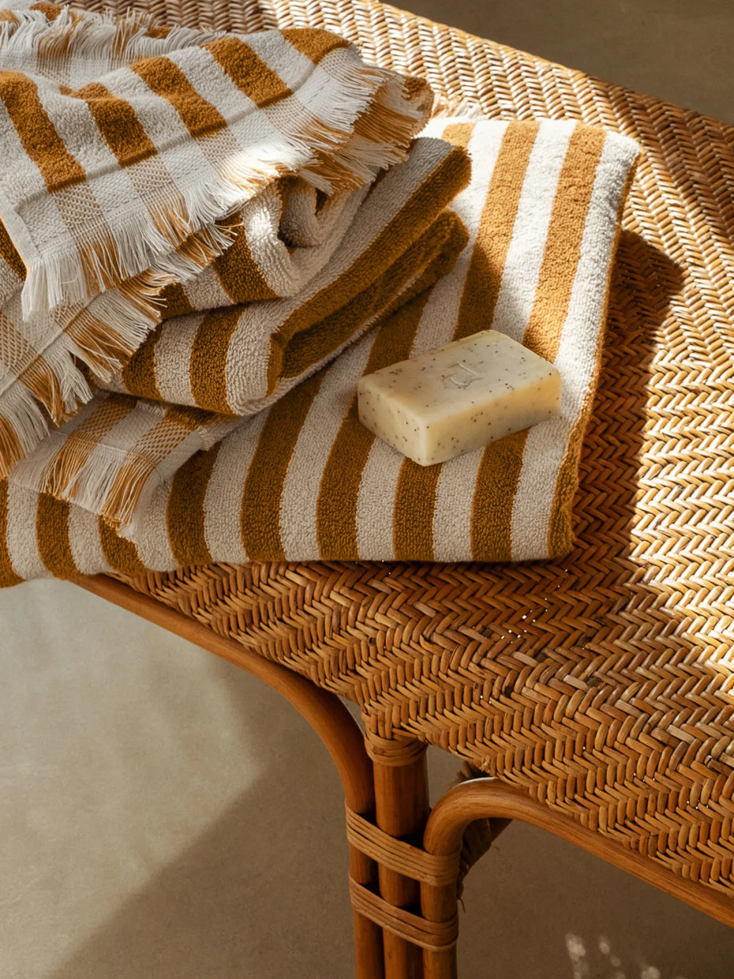 Russet Yellow Pembroke Stripe Cotton Towels