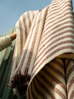 Rust Red Pembroke Stripe Wool Throw