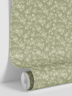 Sage Camille Floral Wallpaper