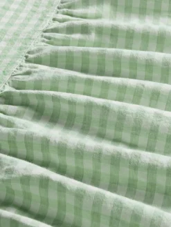Sage Gingham Linen Blend Bed Skirt