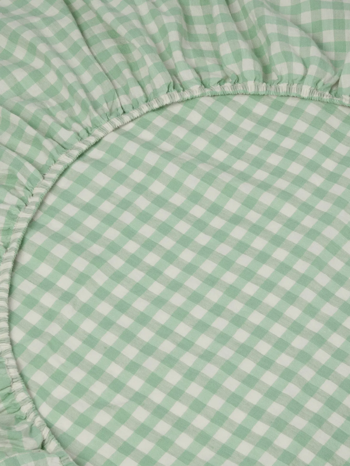 Sage Green Gingham Linen Blend Fitted Sheet