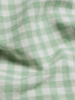 Sage Green Gingham Linen Blend Sheet Set