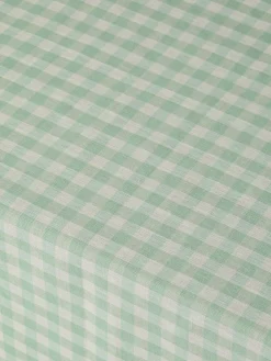 Sage Green Gingham Linen Blend Tablecloth