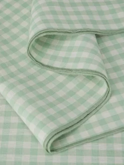Sage Green Gingham Linen Blend Table Runner
