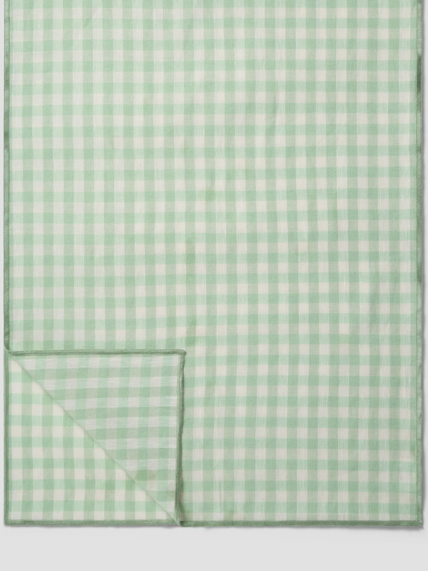 Sage Green Gingham Linen Blend Table Runner