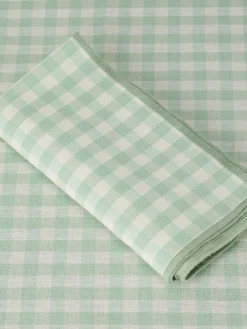 Sage Green Gingham Linen Blend Napkins Set of 4