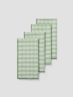 Sage Green Gingham Linen Blend Napkins Set of 4