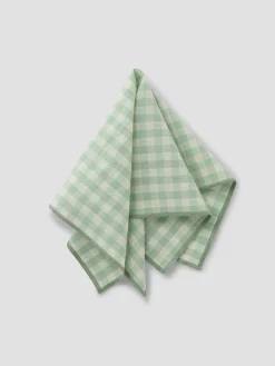 Sage Green Gingham Linen Blend Napkins Set of 4