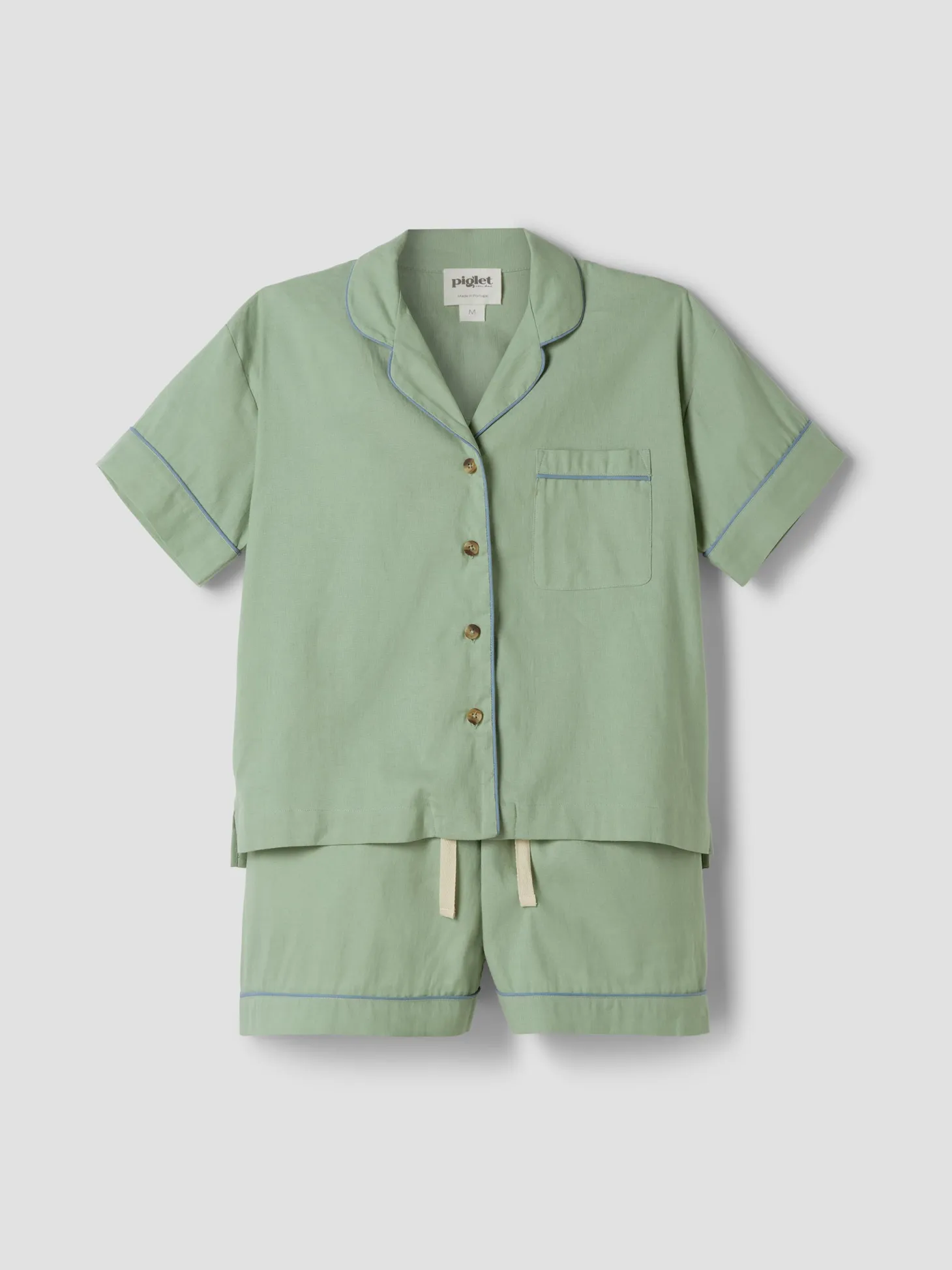 Sage Green Linen Blend Pajama Short Set