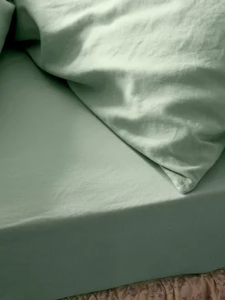 Sage Green 100% Linen Fitted Sheet