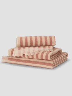 Sand Shell Pembroke Stripe Cotton Towels