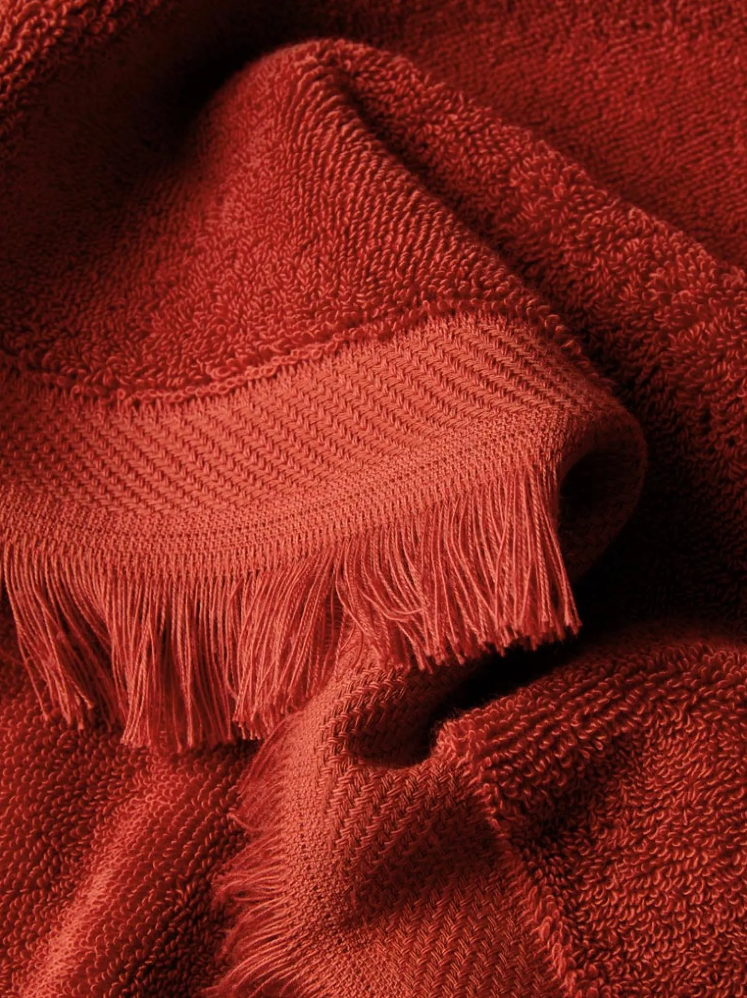 Sandstone Red Fringe Edge Cotton Towels