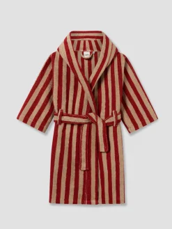 Sandstone Red Kids Pembroke Stripe Cotton Robe