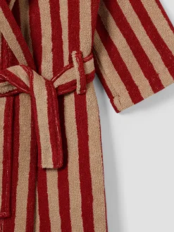 Sandstone Red Kids Pembroke Stripe Cotton Robe