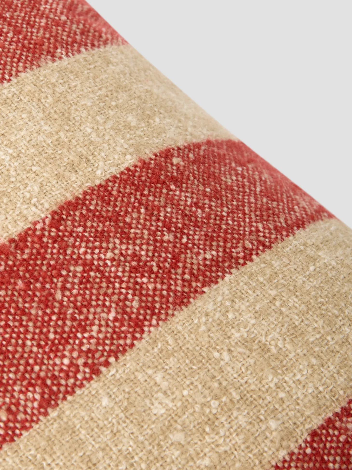 Sandstone Red & Oatmeal Wide Stripe Wool Rectangle Cushion Cover