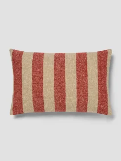 Sandstone Red & Oatmeal Wide Stripe Wool Rectangle Cushion Cover