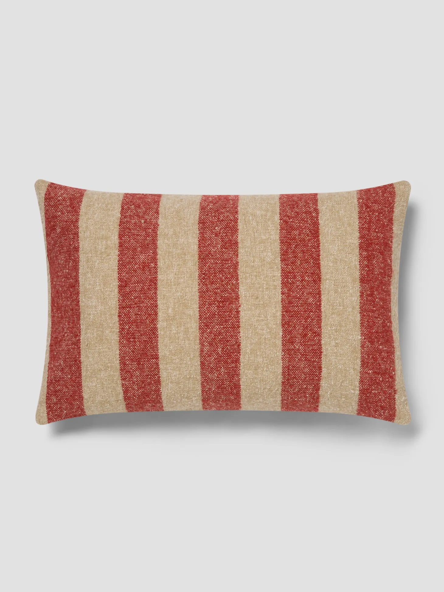 Sandstone Red & Oatmeal Wide Stripe Wool Rectangle Cushion Cover