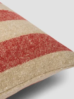 Sandstone Red & Oatmeal Wide Stripe Wool Square Cushion Cover
