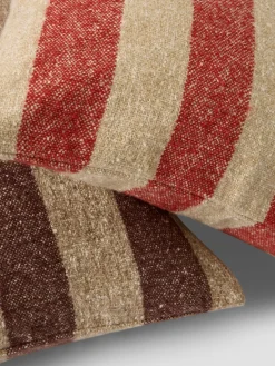 Sandstone Red & Oatmeal Wide Stripe Wool Square Cushion Cover