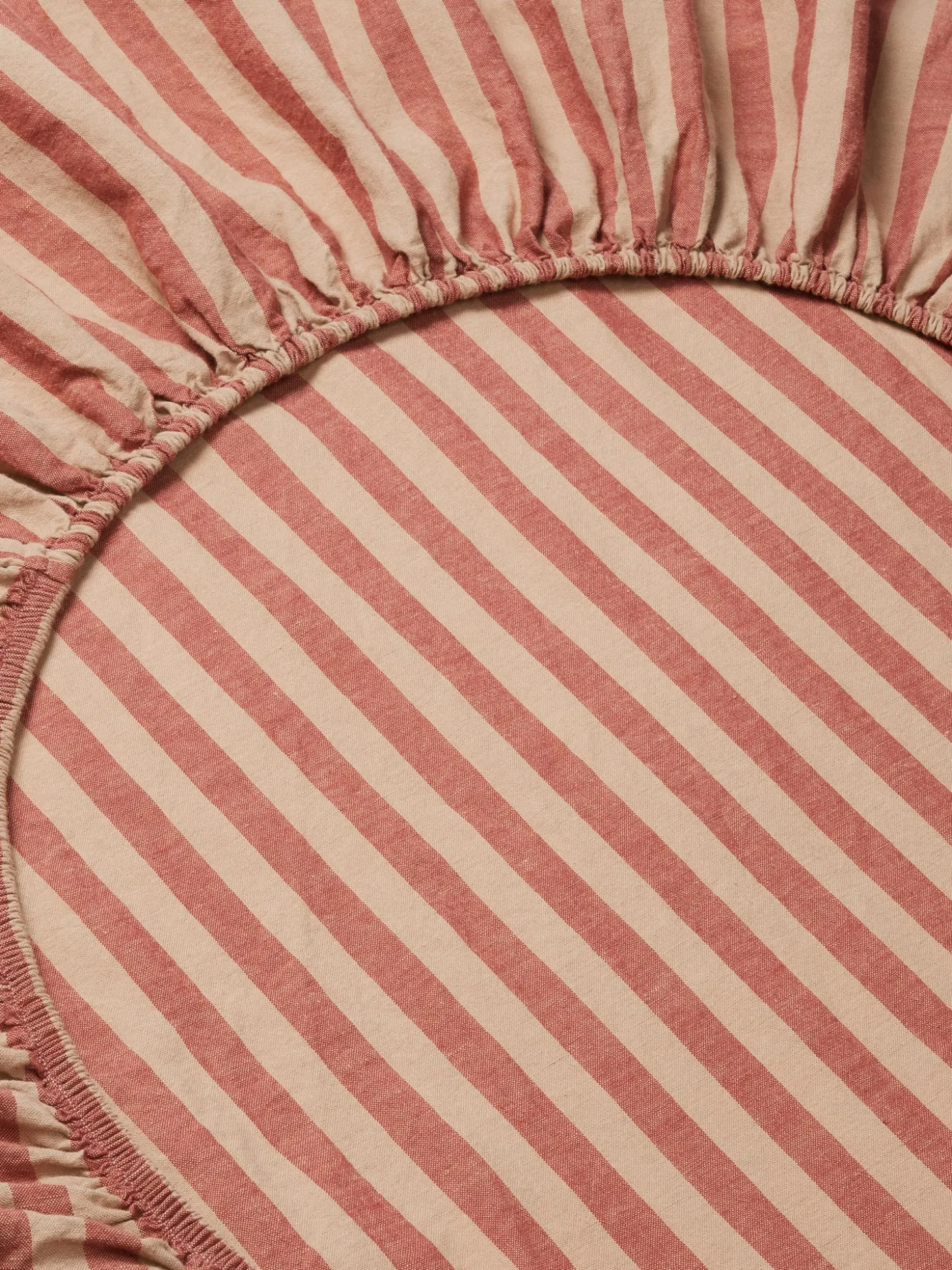 Sandstone Red Pembroke Stripe 100% Linen Fitted Sheet