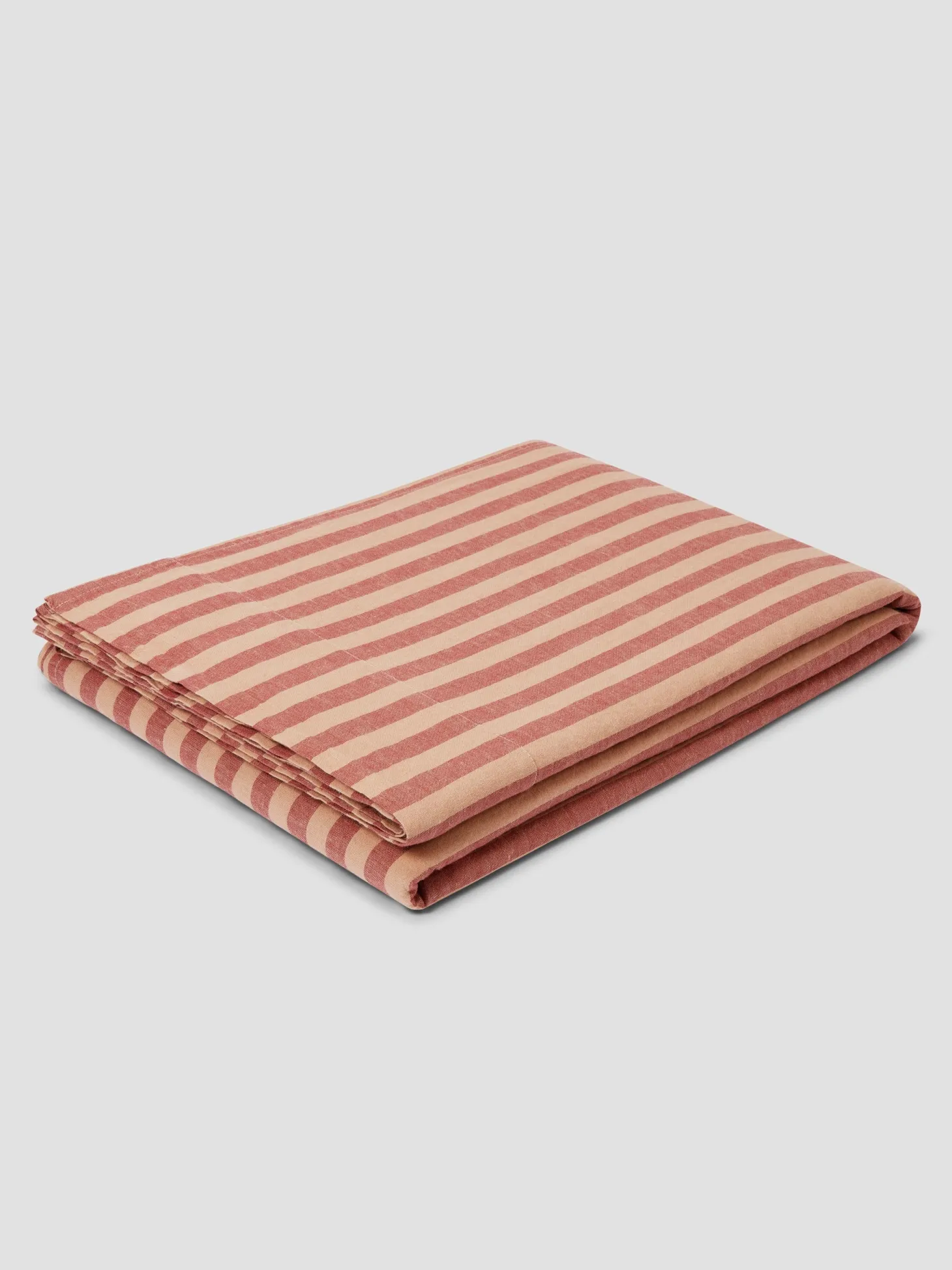 Sandstone Red Pembroke Stripe 100% Linen Flat Sheet