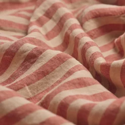 Sandstone Red Pembroke Stripe Linen Blend Duvet Set