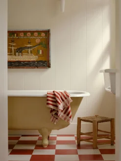 Sandstone Red Pembroke Stripe Cotton Towels