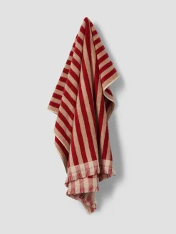 Sandstone Red Pembroke Stripe Cotton Towels