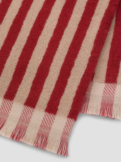 Sandstone Red Pembroke Stripe Cotton Towels