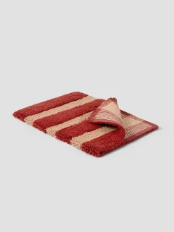 Sandstone Red Pembroke Stripe Cotton Bath Mat