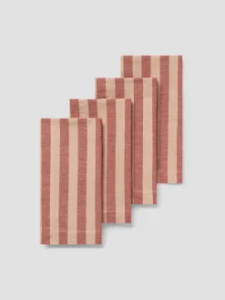 Sandstone Red Pembroke Stripe Linen Blend Napkins Set of 4