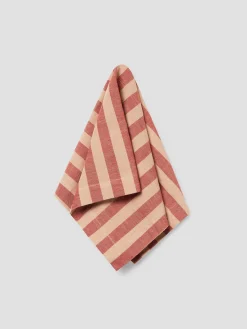 Sandstone Red Pembroke Stripe Linen Blend Napkins Set of 4
