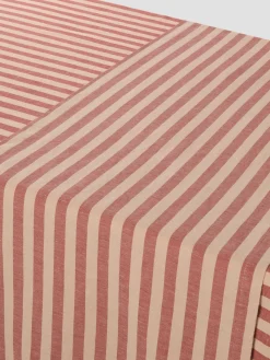 Sandstone Red Pembroke Stripe Linen Blend Table Runner
