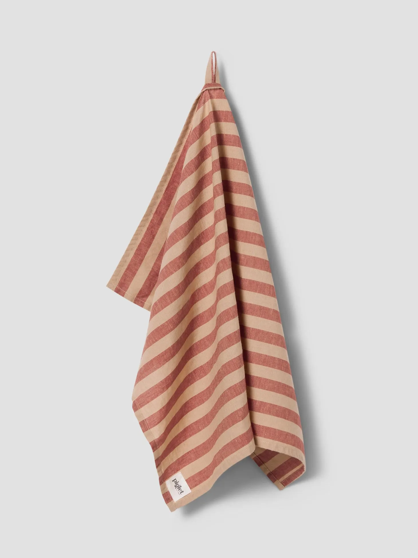 Sandstone Red Pembroke Stripe Linen Blend Tea Towel