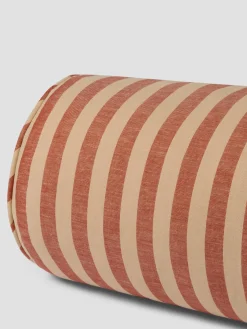 Sandstone Red Pembroke Stripe Linen Blend Bolster Filled Cushion