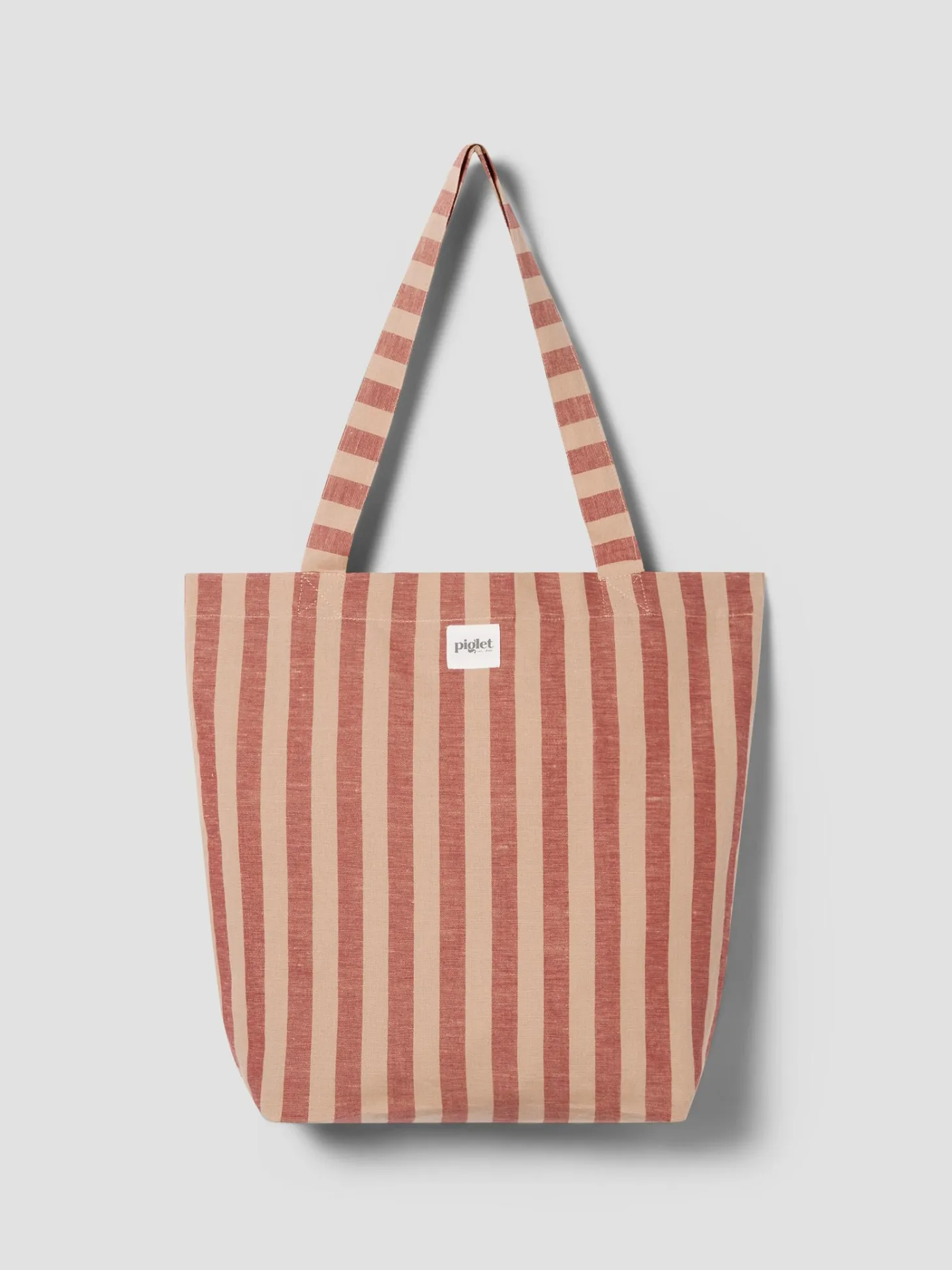 Sandstone Red Pembroke Stripe Linen Blend Tote Bag