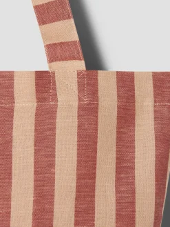 Sandstone Red Pembroke Stripe Linen Blend Tote Bag