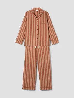 Sandstone Red Pembroke Stripe Linen Blend Pajama Set