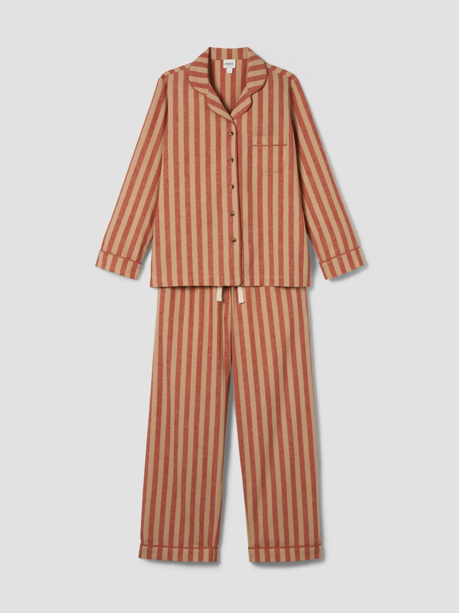 Sandstone Red Pembroke Stripe Linen Blend Pajama Set