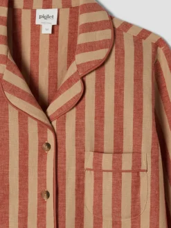 Sandstone Red Pembroke Stripe Linen Blend Pajama Set