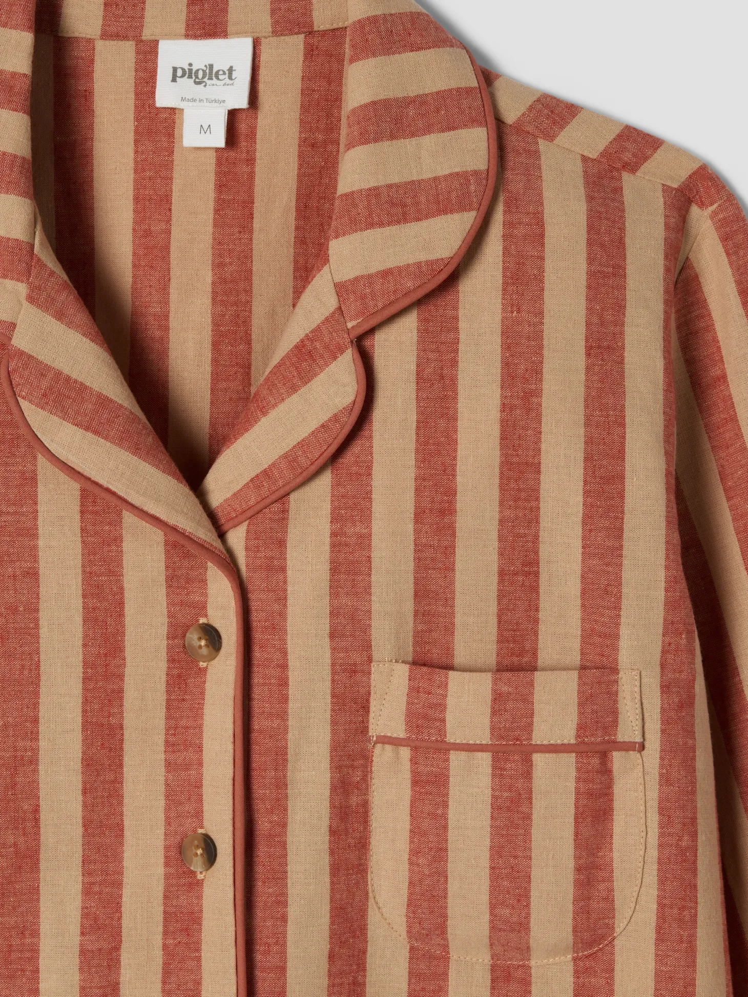 Sandstone Red Pembroke Stripe Linen Blend Pajama Set