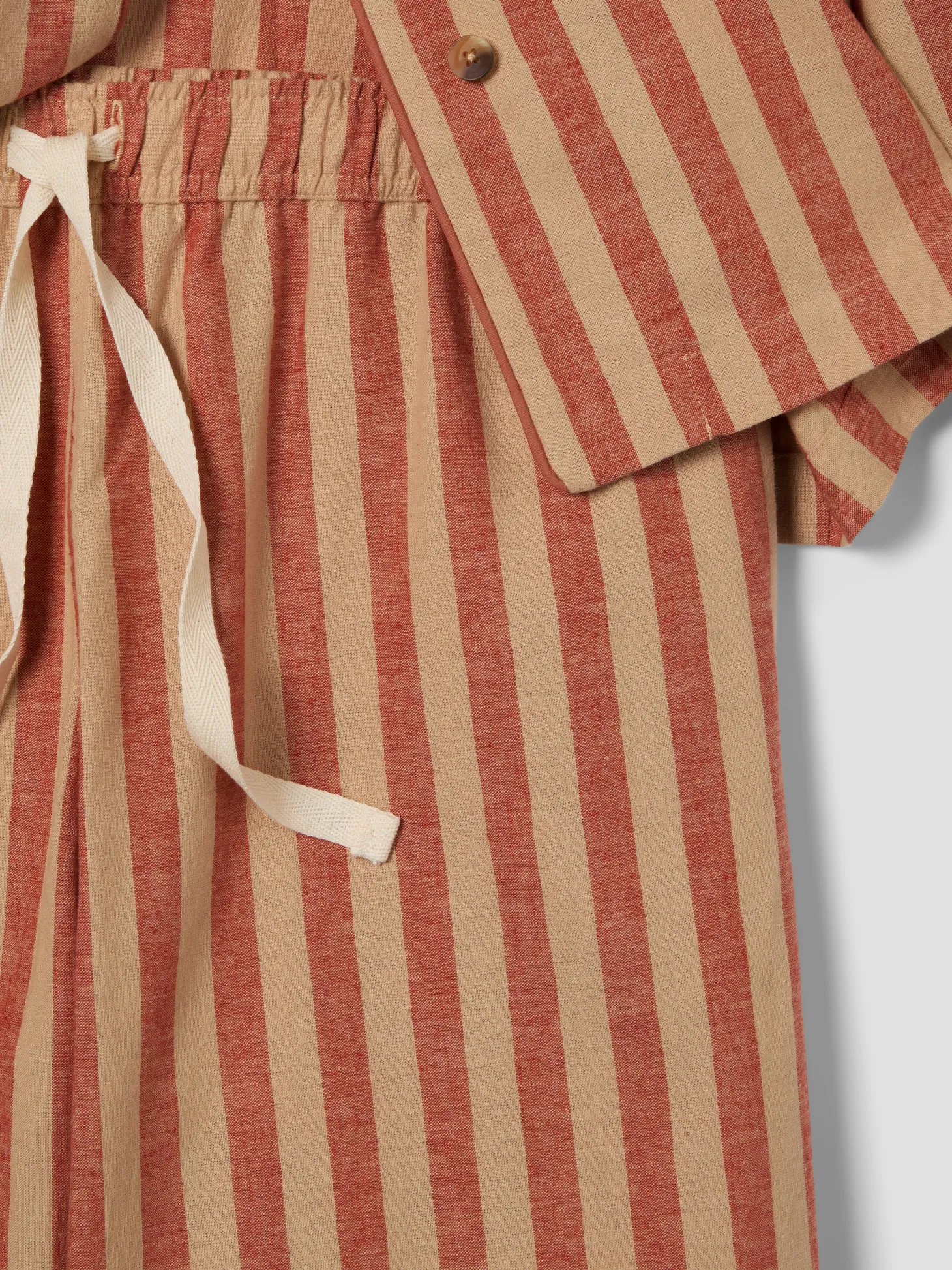 Sandstone Red Pembroke Stripe Linen Blend Pajama Set