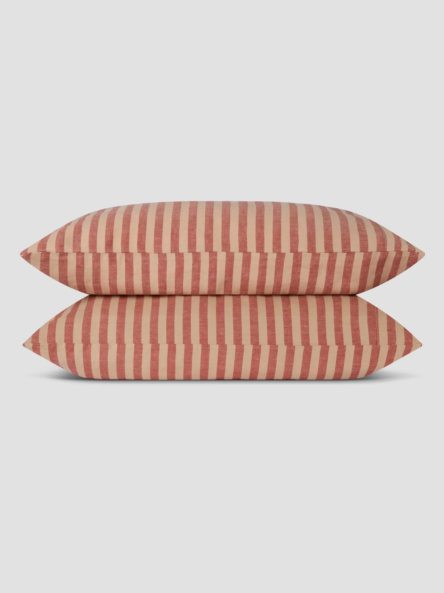 Sandstone Red Pembroke Stripe 100% Linen Pillowcases (Pair)