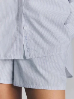 Sky Blue Boyfriend Stripe Shorts Set