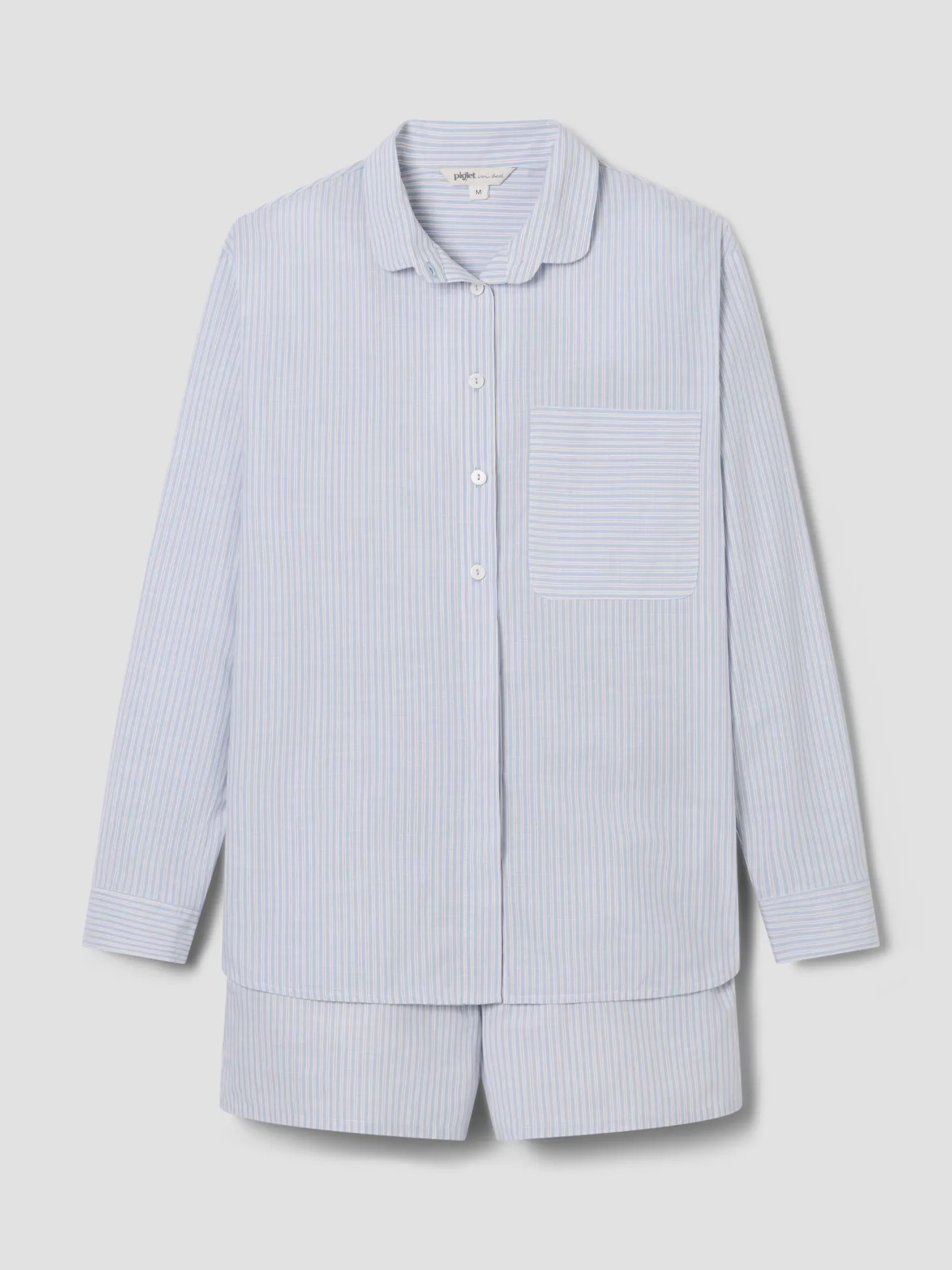 Sky Blue Boyfriend Stripe Shorts Set