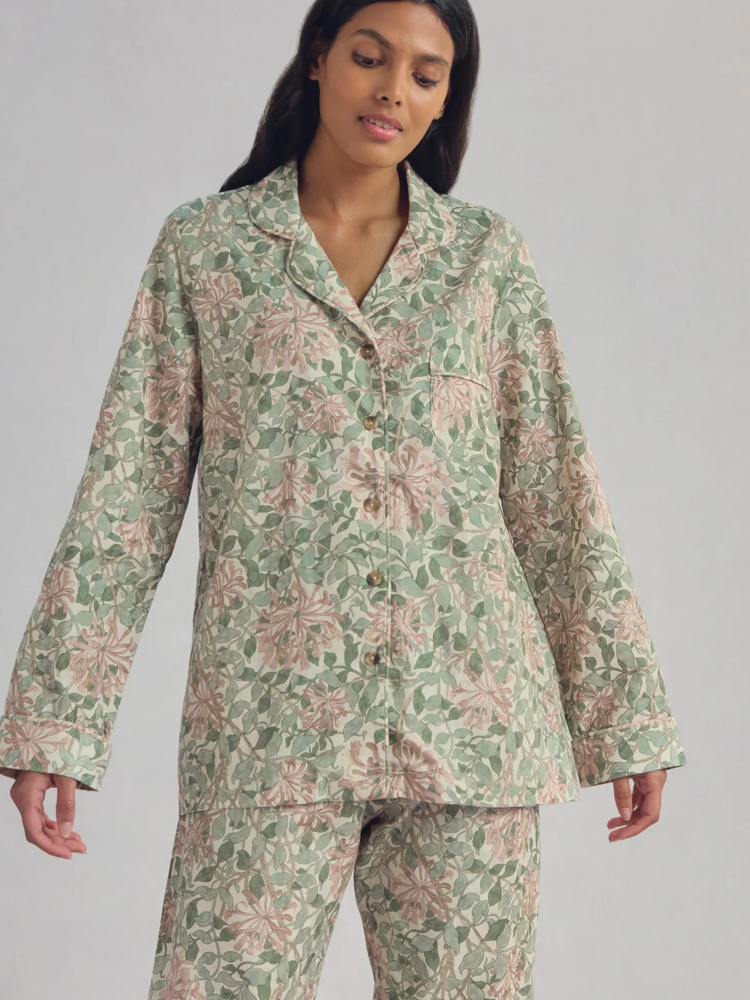 Soft Sage Honeysuckle Cotton Pajama Set